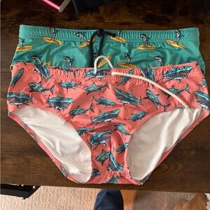MeUndies Turquoise and White Swim Shorts
